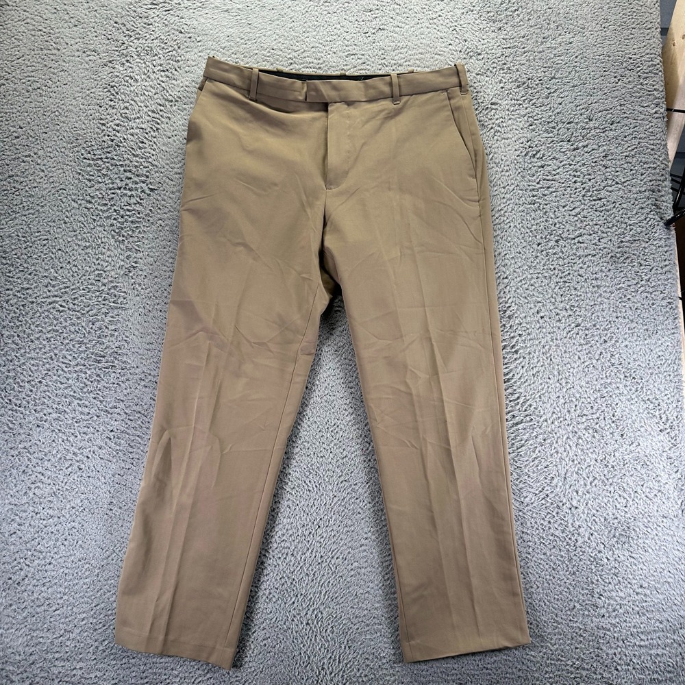 Van Heusen Flex Pant Mens 36x30 Brown Dress Straight Formal‎ Business Career